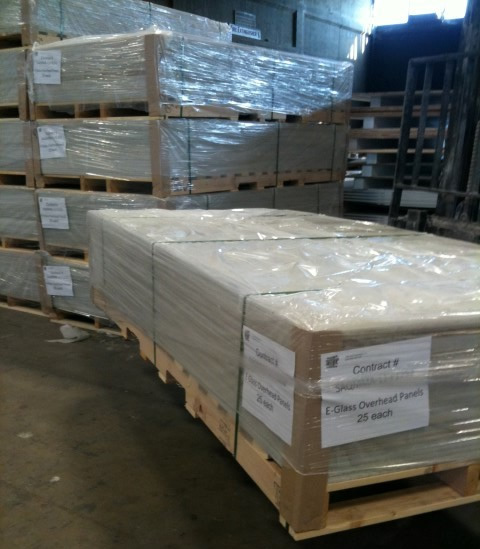 E-glass panels ready for shipment